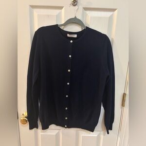 100% Wool Navy Lanpulux Button Cardigan | Natural Fibers Minimalist